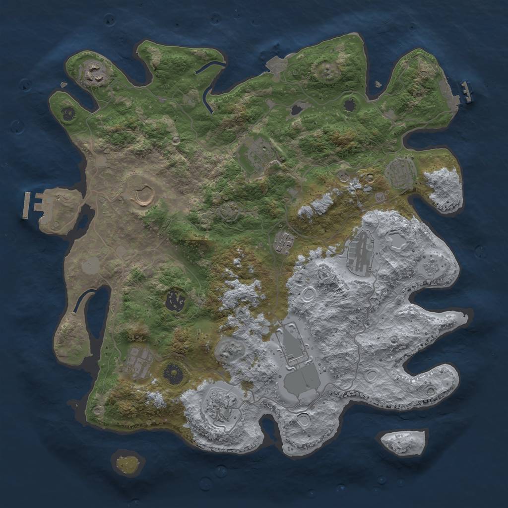 Rust Map: Procedural Map, Size: 3800, Seed: 4072024, 18 Monuments