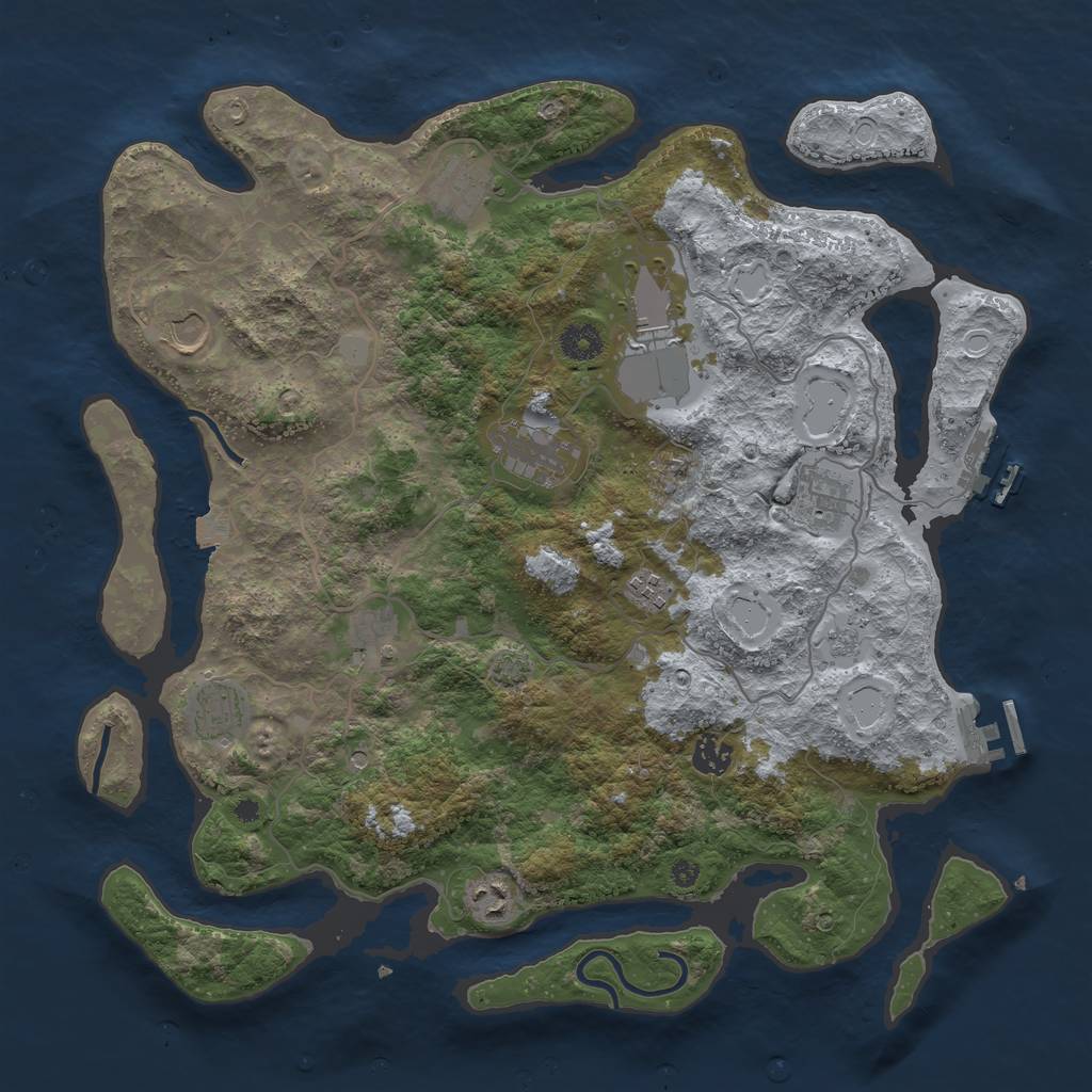 Rust Map: Procedural Map, Size: 4000, Seed: 346309292, 18 Monuments