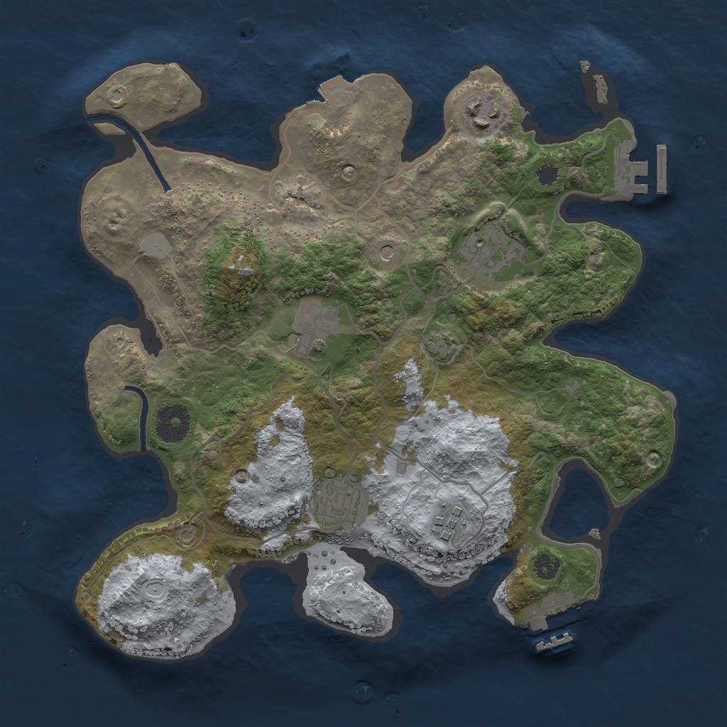 Rust Map: Procedural Map, Size: 3000, Seed: 9464, 12 Monuments