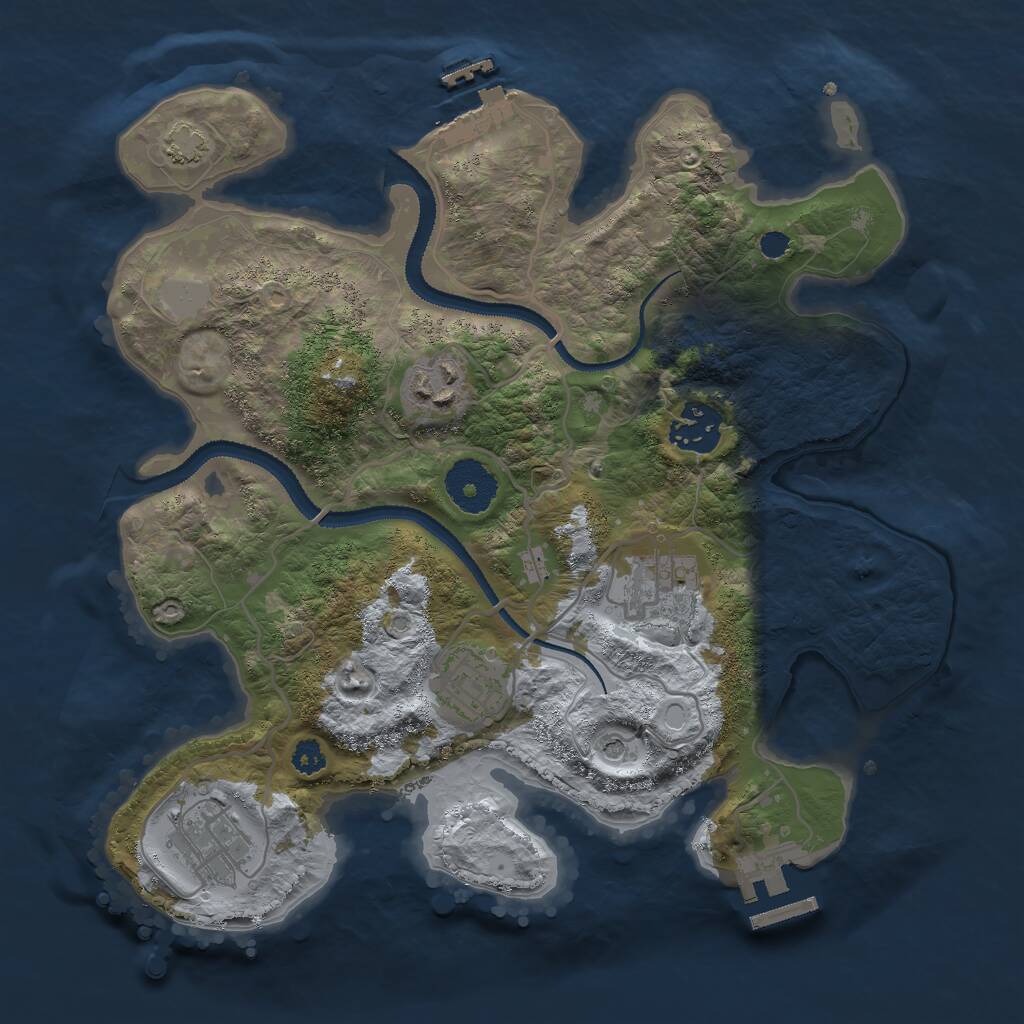 Rust Map: Procedural Map, Size: 3000, Seed: 9464, 10 Monuments