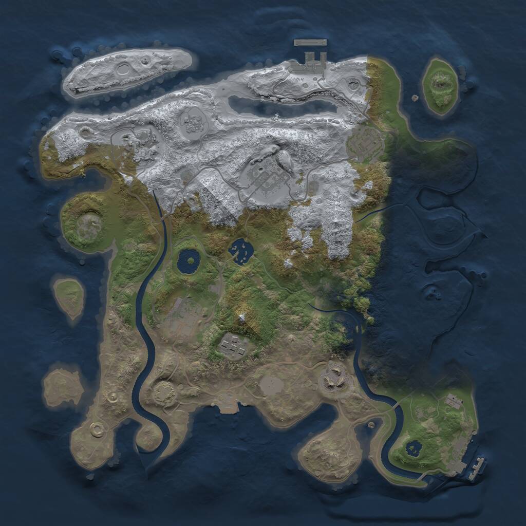 Rust Map: Procedural Map, Size: 3250, Seed: 2011974680, 13 Monuments