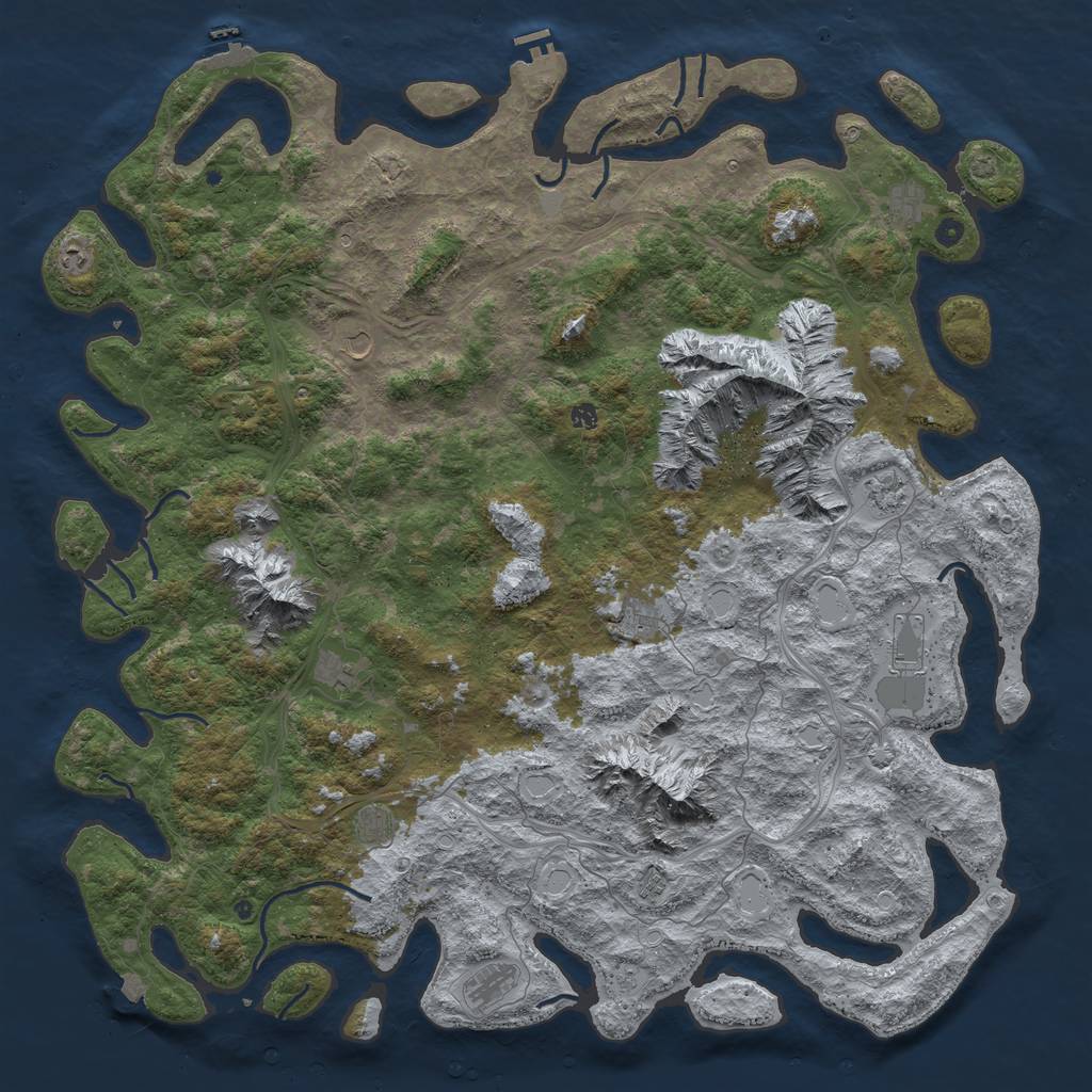 Rust Map: Procedural Map, Size: 6000, Seed: 1820, 19 Monuments