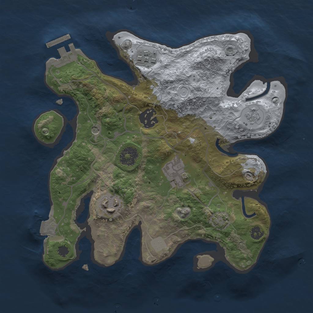 Rust Map: Procedural Map, Size: 2500, Seed: 341446229, 11 Monuments