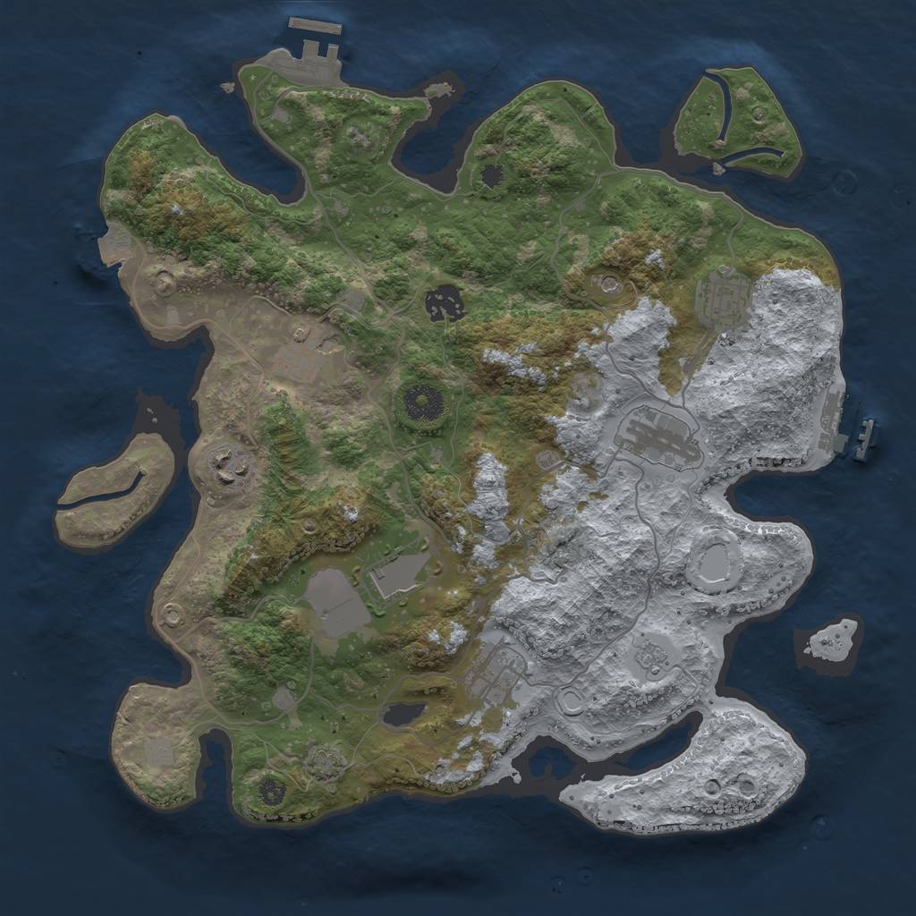 Rust Map: Procedural Map, Size: 3500, Seed: 1932864870, 15 Monuments