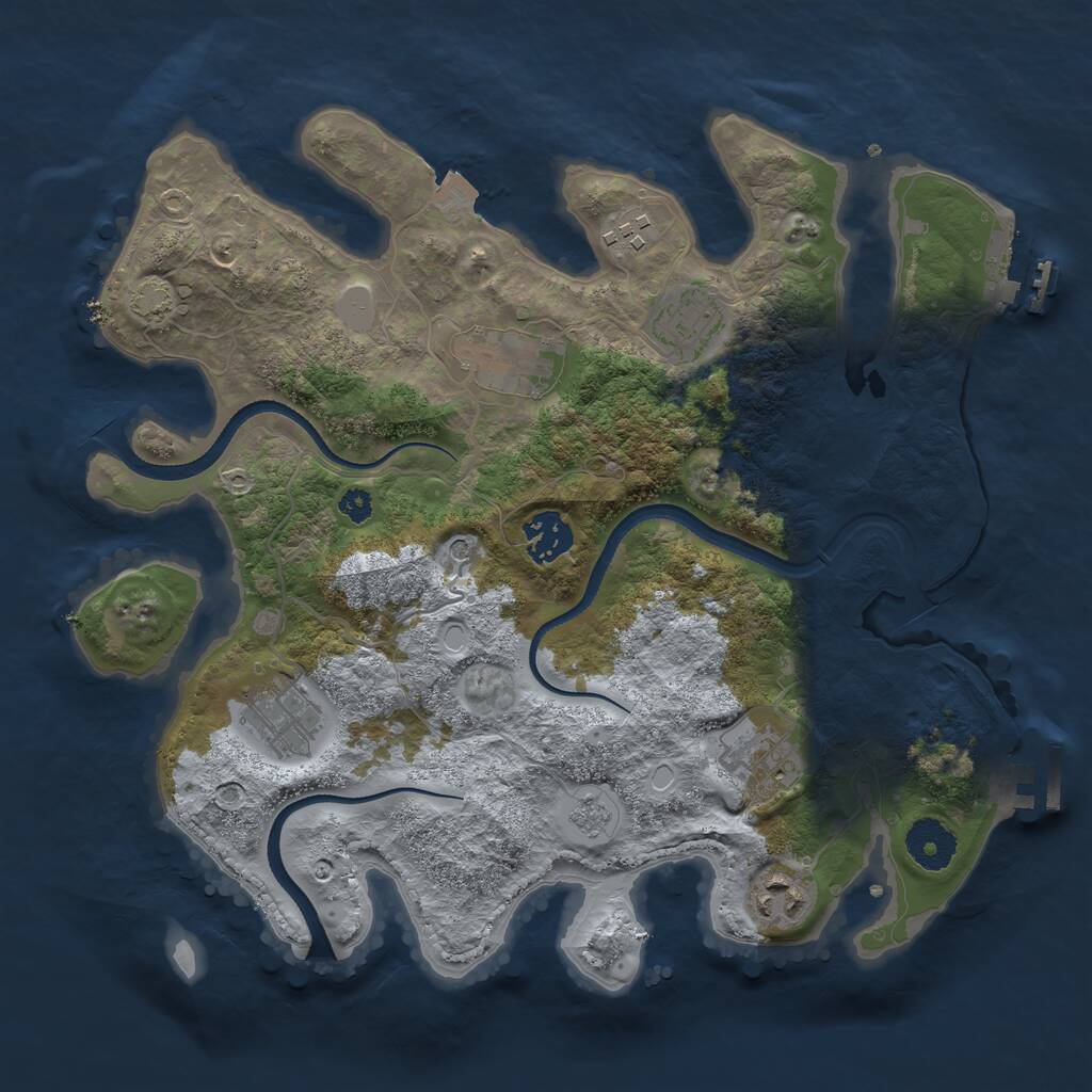 Rust Map: Procedural Map, Size: 3300, Seed: 7250645, 13 Monuments