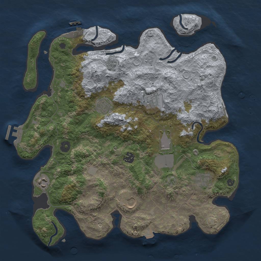 Rust Map: Procedural Map, Size: 3600, Seed: 4727252, 16 Monuments