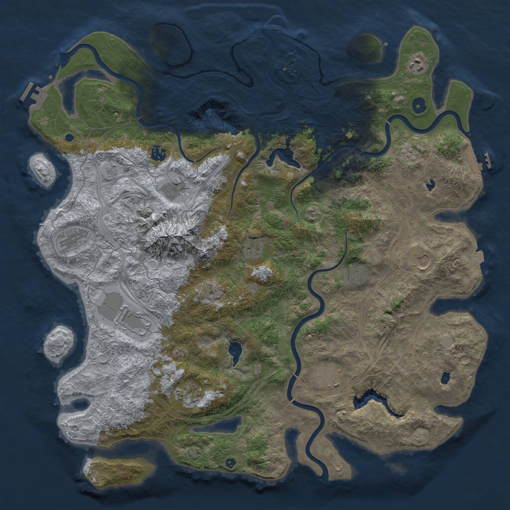 Rust Map: Procedural Map, Size: 5000, Seed: 280988591, 17 Monuments