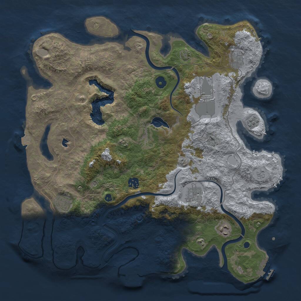 Rust Map: Procedural Map, Size: 4000, Seed: 854093222, 13 Monuments