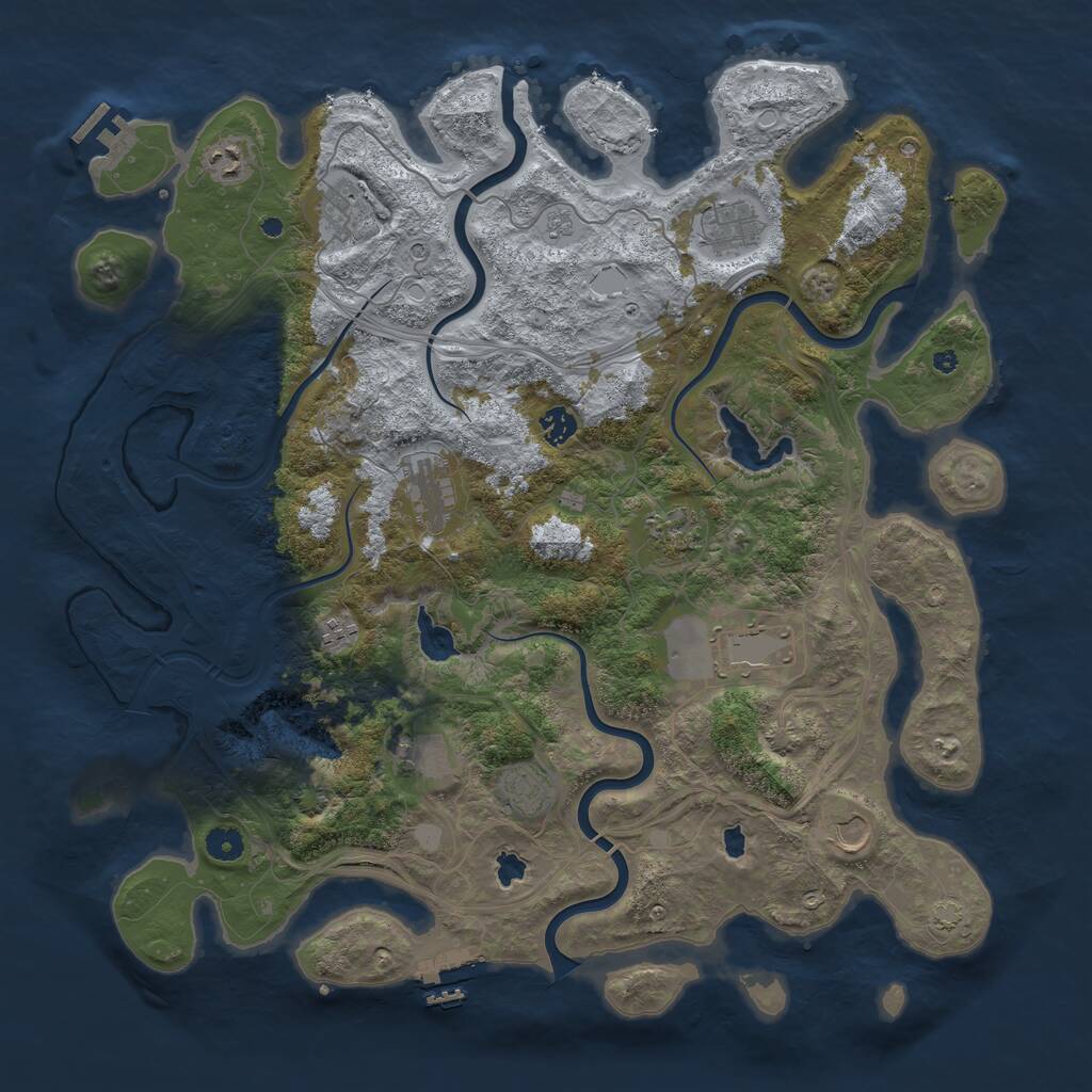 Rust Map: Procedural Map, Size: 4500, Seed: 1690723249, 17 Monuments