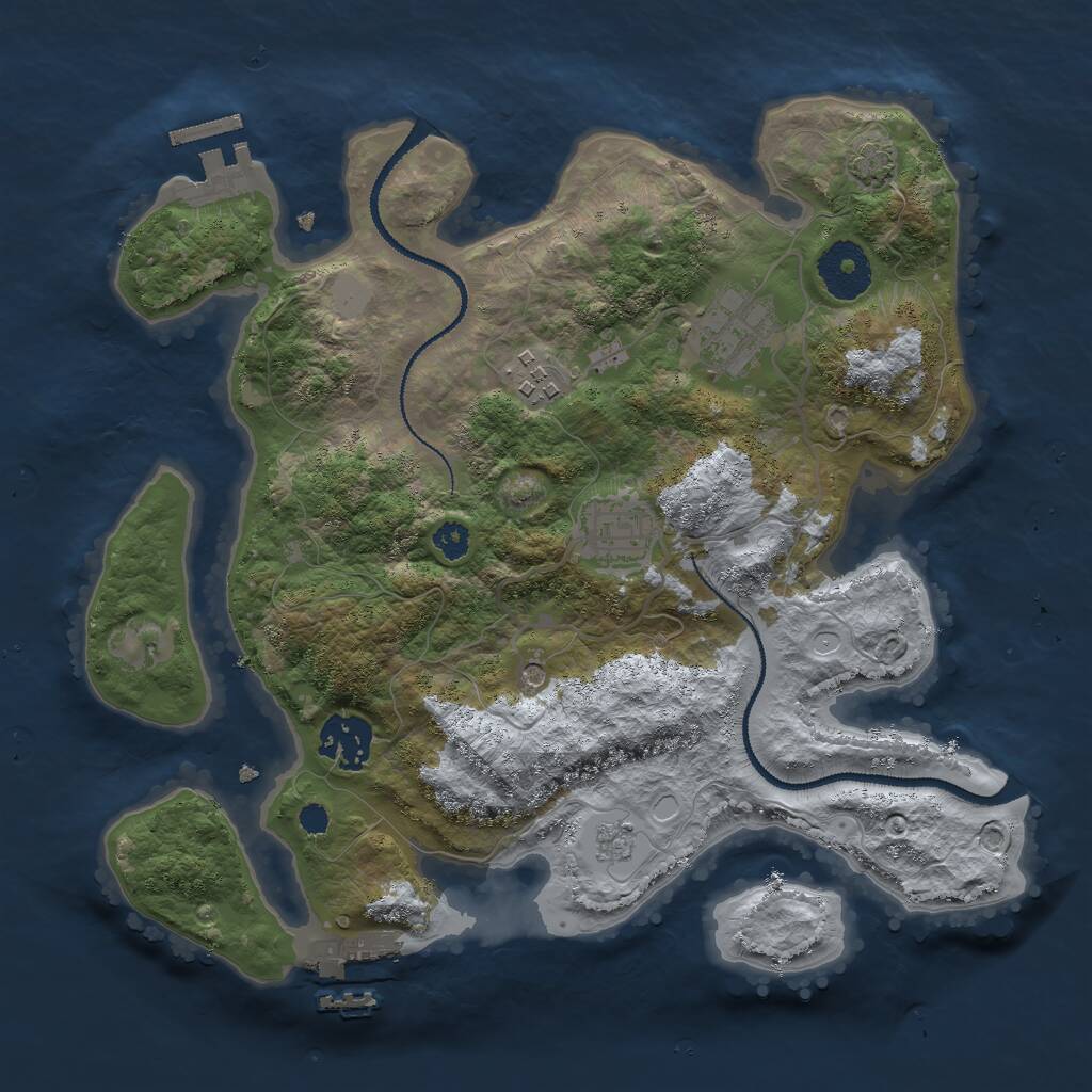 Rust Map: Procedural Map, Size: 3000, Seed: 1027411000, 10 Monuments