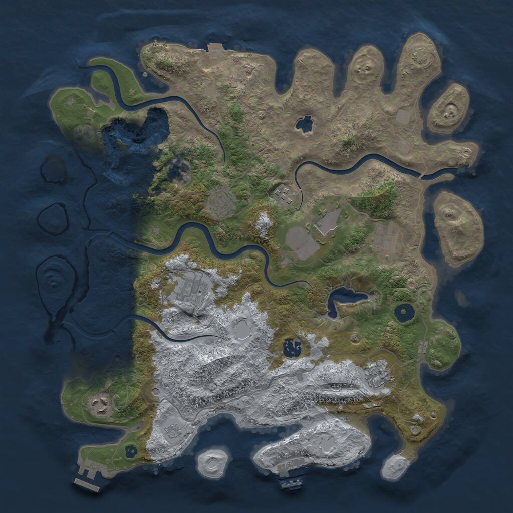 Rust Map: Procedural Map, Size: 4000, Seed: 625352083, 14 Monuments