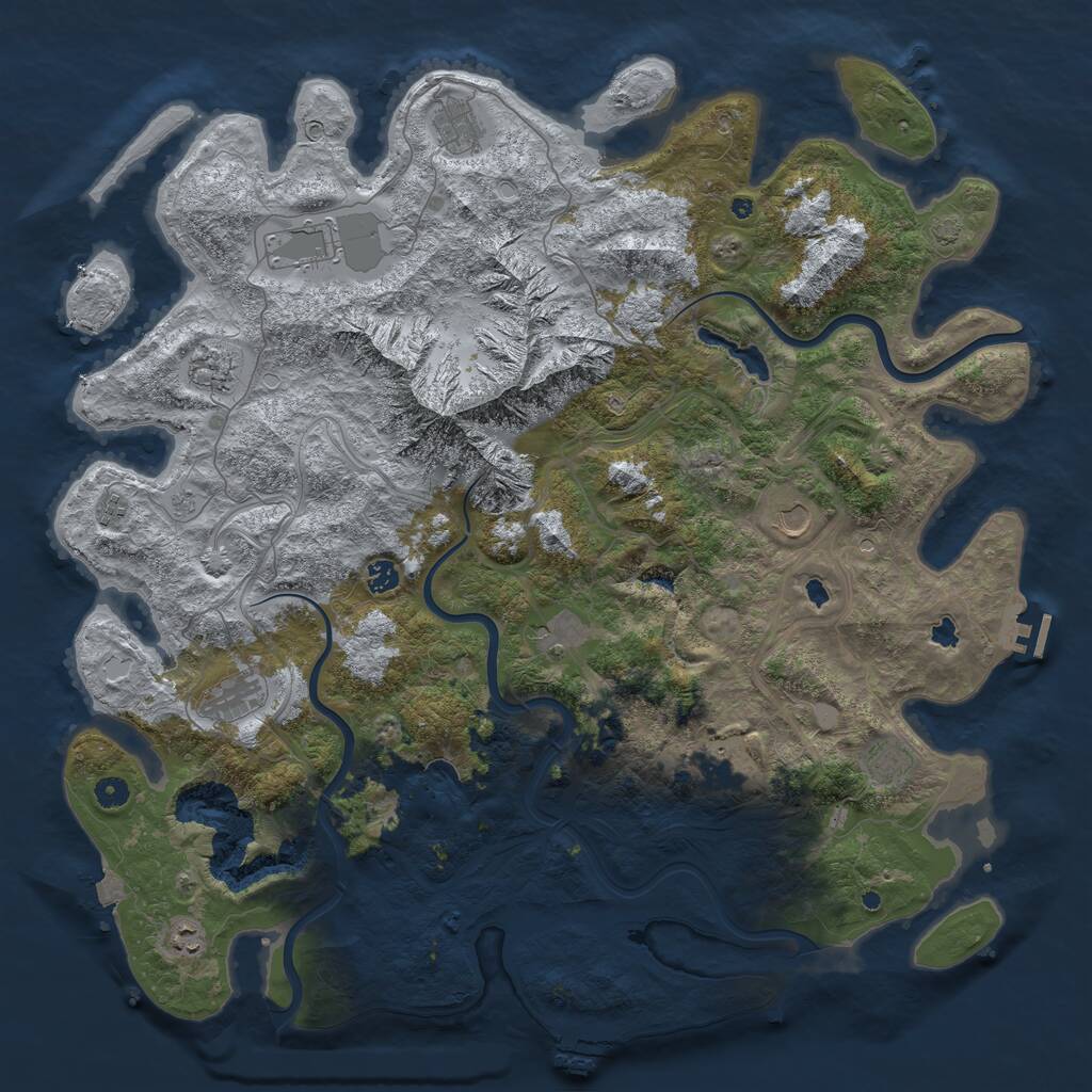 Rust Map: Procedural Map, Size: 5000, Seed: 496181234, 17 Monuments