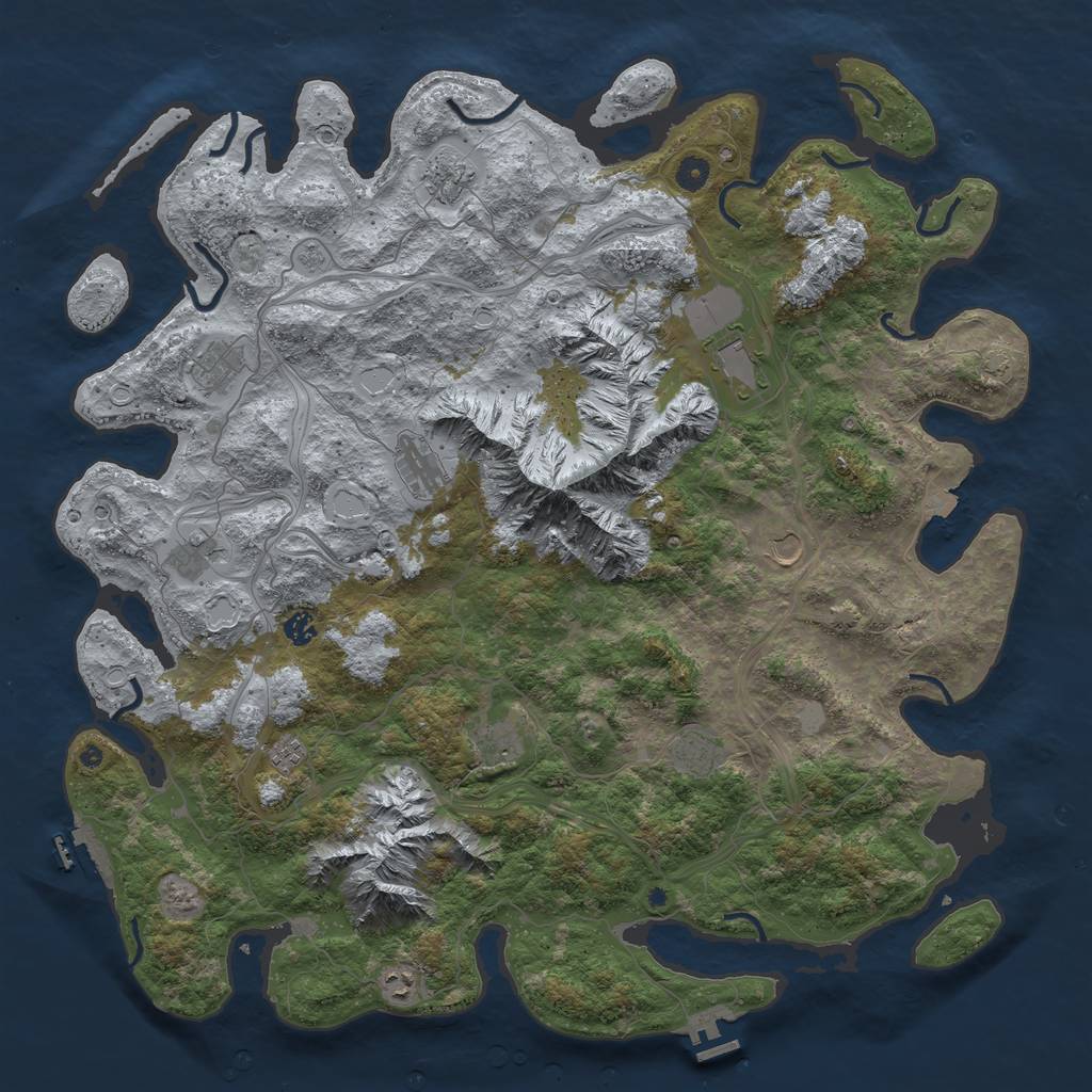 Rust Map: Procedural Map, Size: 5000, Seed: 496181234, 19 Monuments