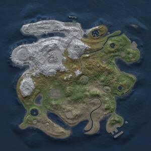 Thumbnail Rust Map: Procedural Map, Size: 3000, Seed: 1355552969, 9 Monuments