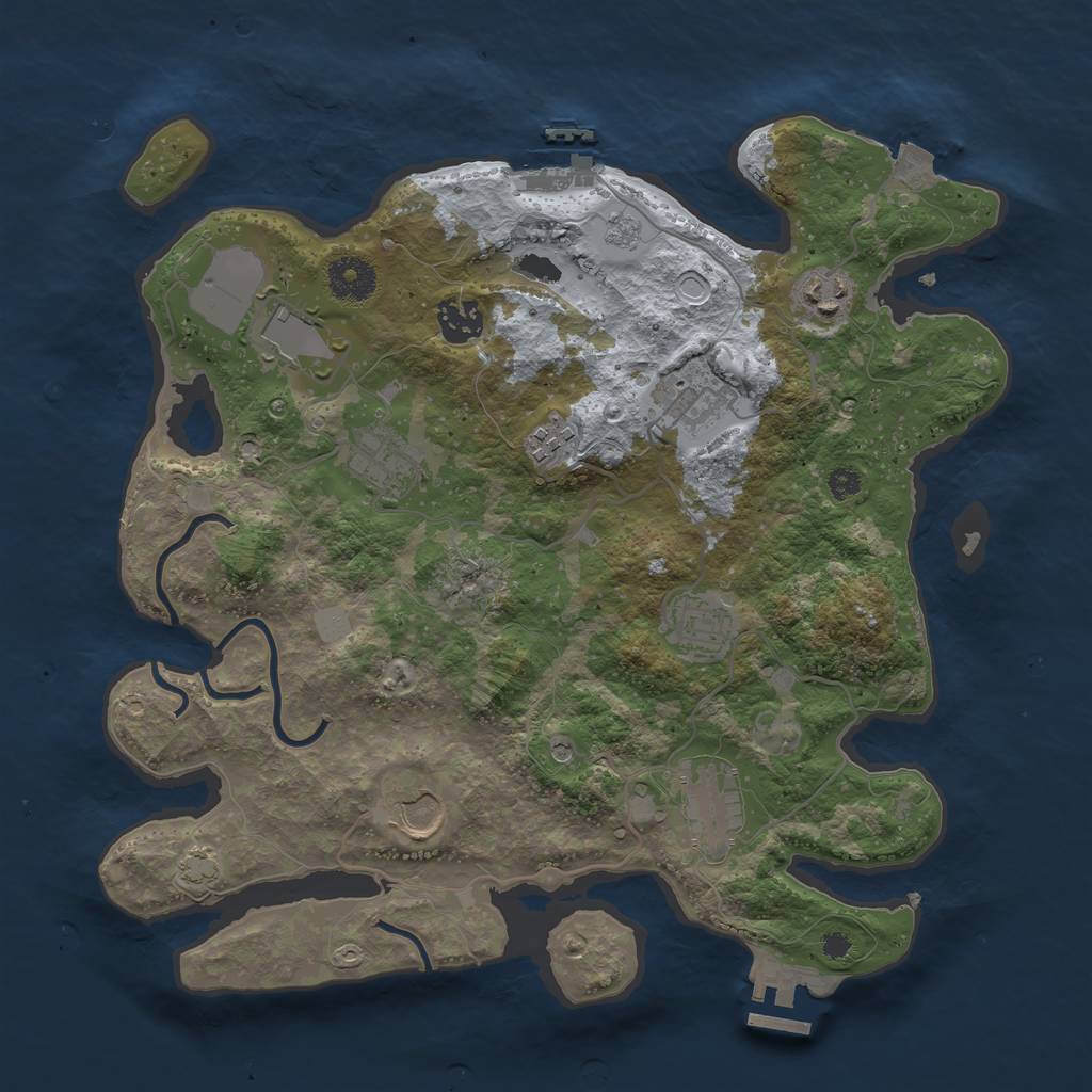 Rust Map: Procedural Map, Size: 3500, Seed: 1327274979, 17 Monuments