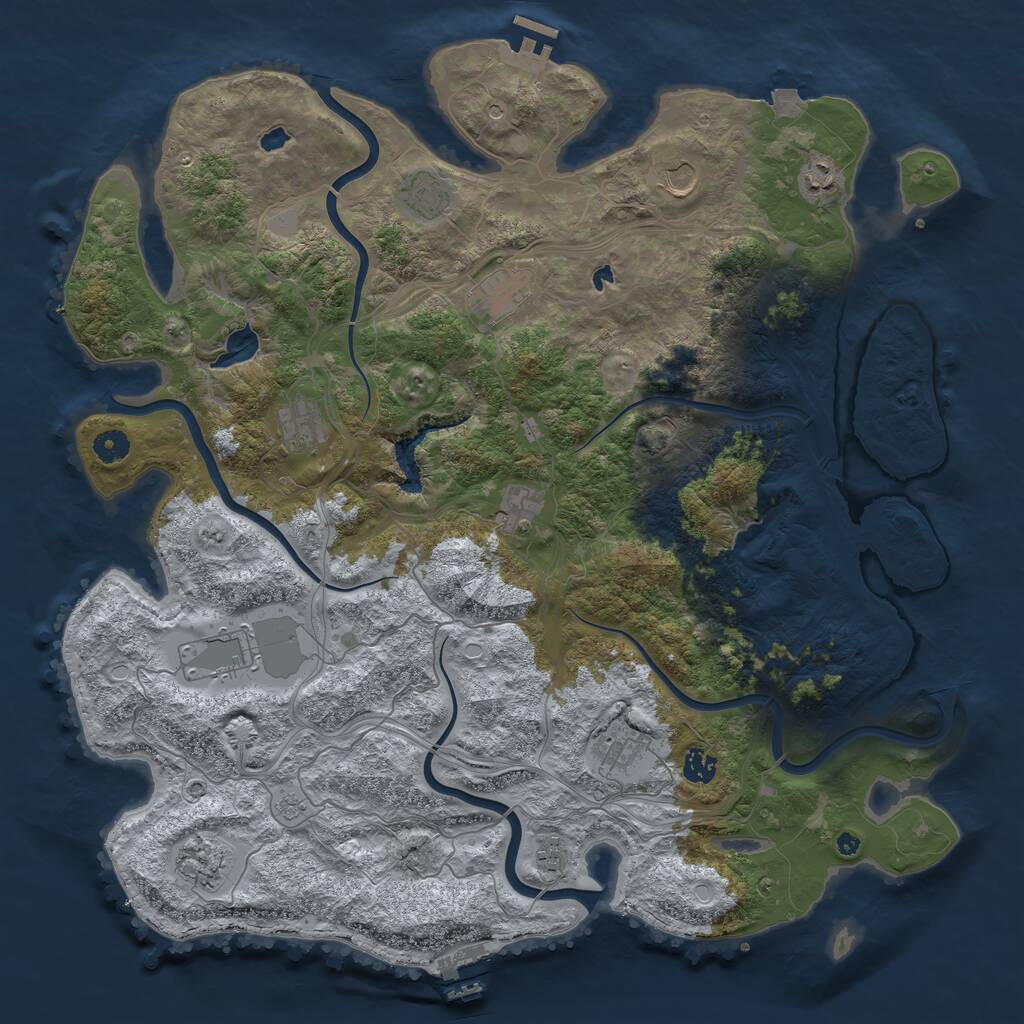 Rust Map: Procedural Map, Size: 4500, Seed: 730731810, 17 Monuments