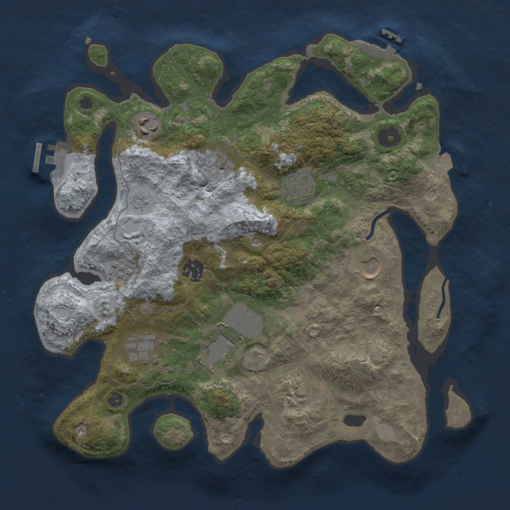 Rust Map: Procedural Map, Size: 3500, Seed: 952666728, 17 Monuments