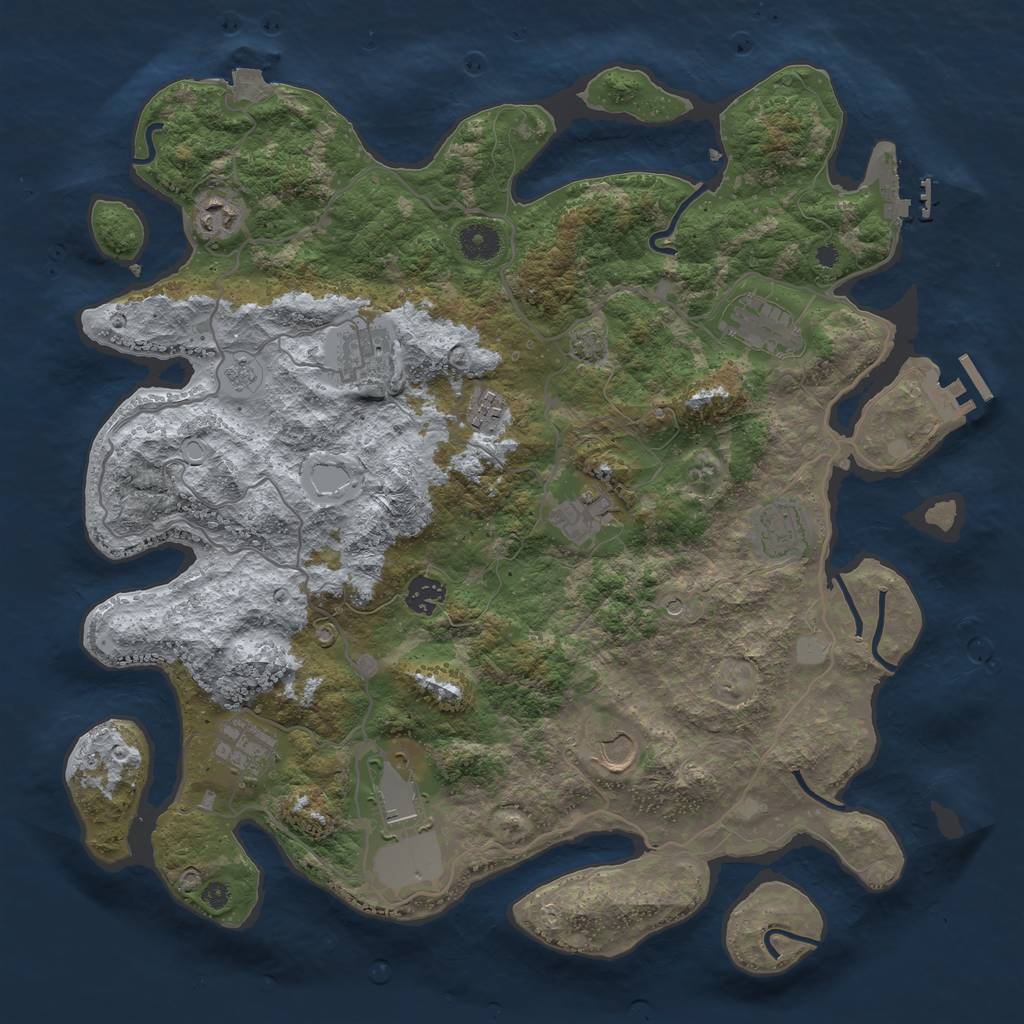 Rust Map: Procedural Map, Size: 4000, Seed: 9876365, 18 Monuments
