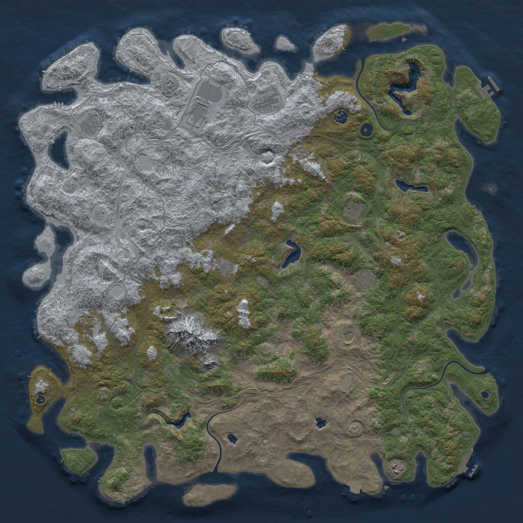 Rust Map: Procedural Map, Size: 6000, Seed: 1350524279, 17 Monuments