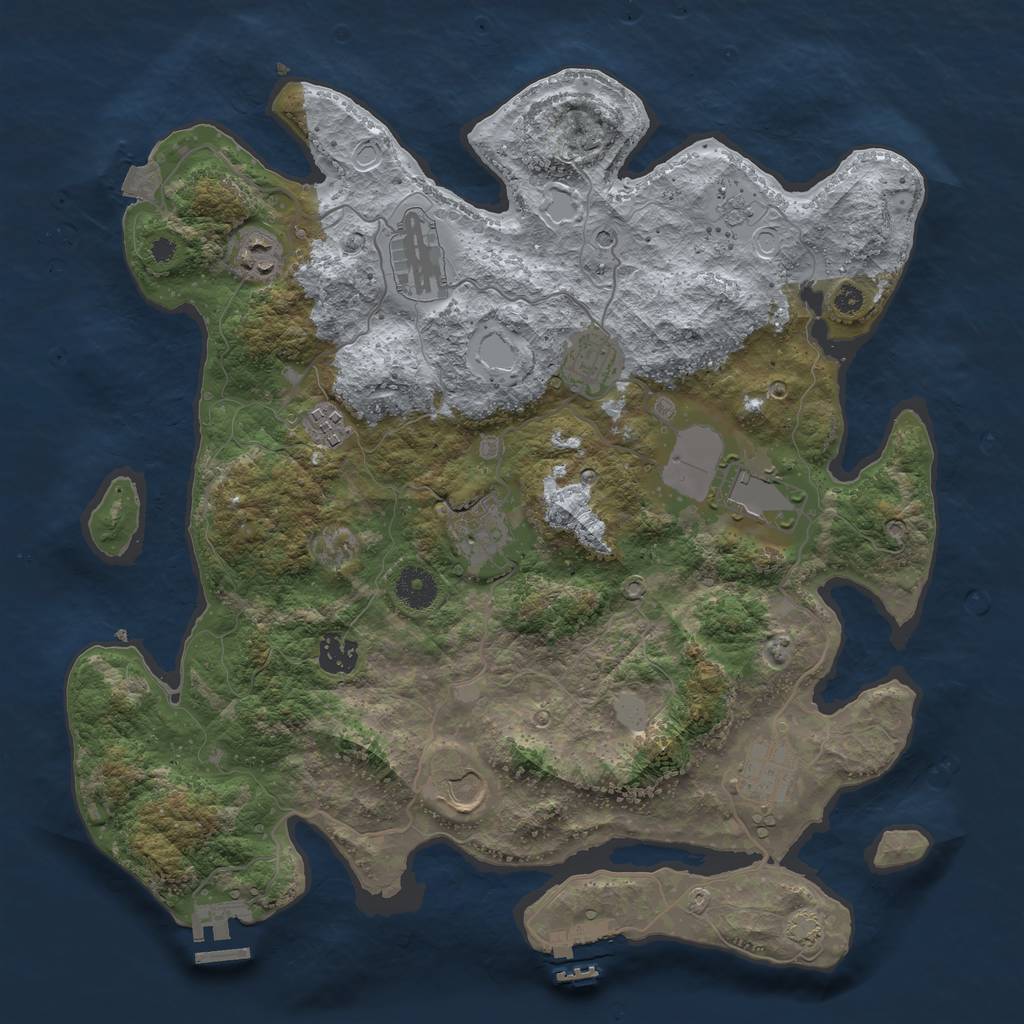 Rust Map: Procedural Map, Size: 3750, Seed: 755721245, 17 Monuments