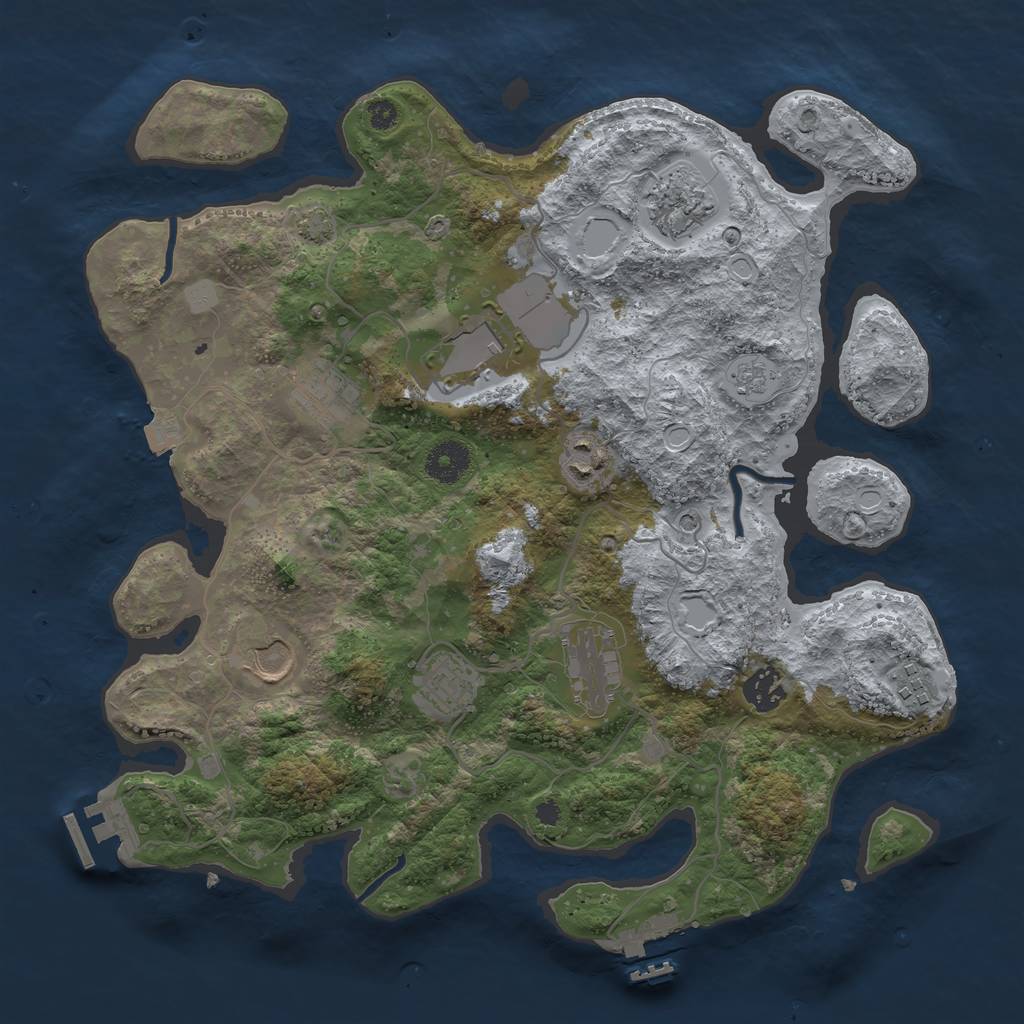 Rust Map: Procedural Map, Size: 3600, Seed: 70724, 17 Monuments