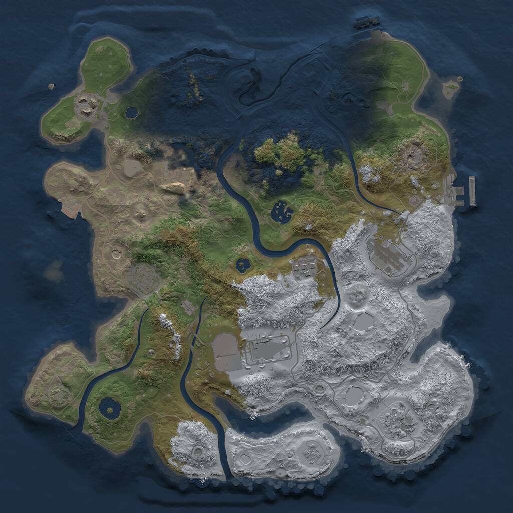 Rust Map: Procedural Map, Size: 3500, Seed: 2030827798, 14 Monuments