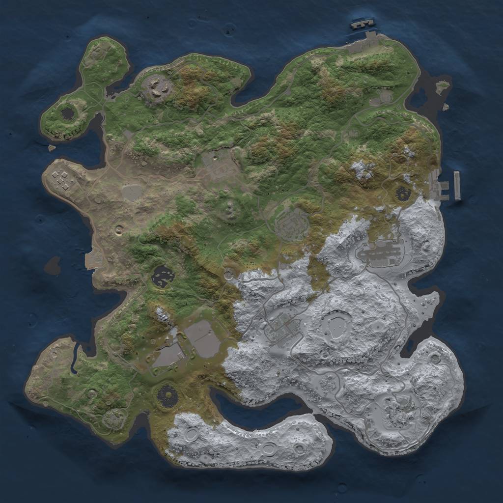 Rust Map: Procedural Map, Size: 3500, Seed: 2030827798, 17 Monuments