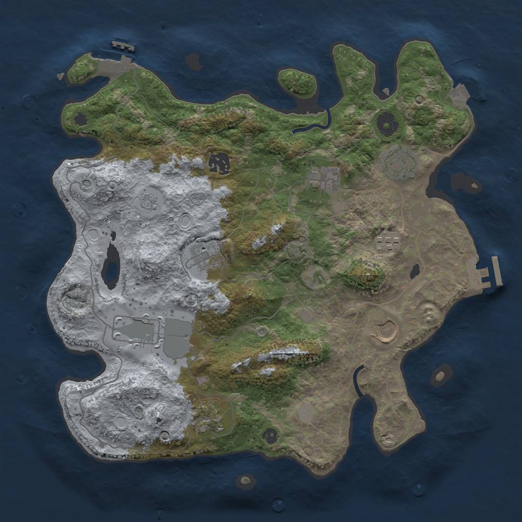 Rust Map: Procedural Map, Size: 3500, Seed: 402958997, 16 Monuments