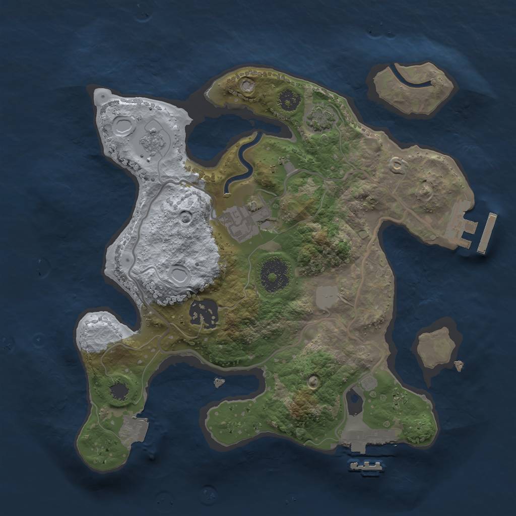 Rust Map: Procedural Map, Size: 2500, Seed: 55005, 9 Monuments