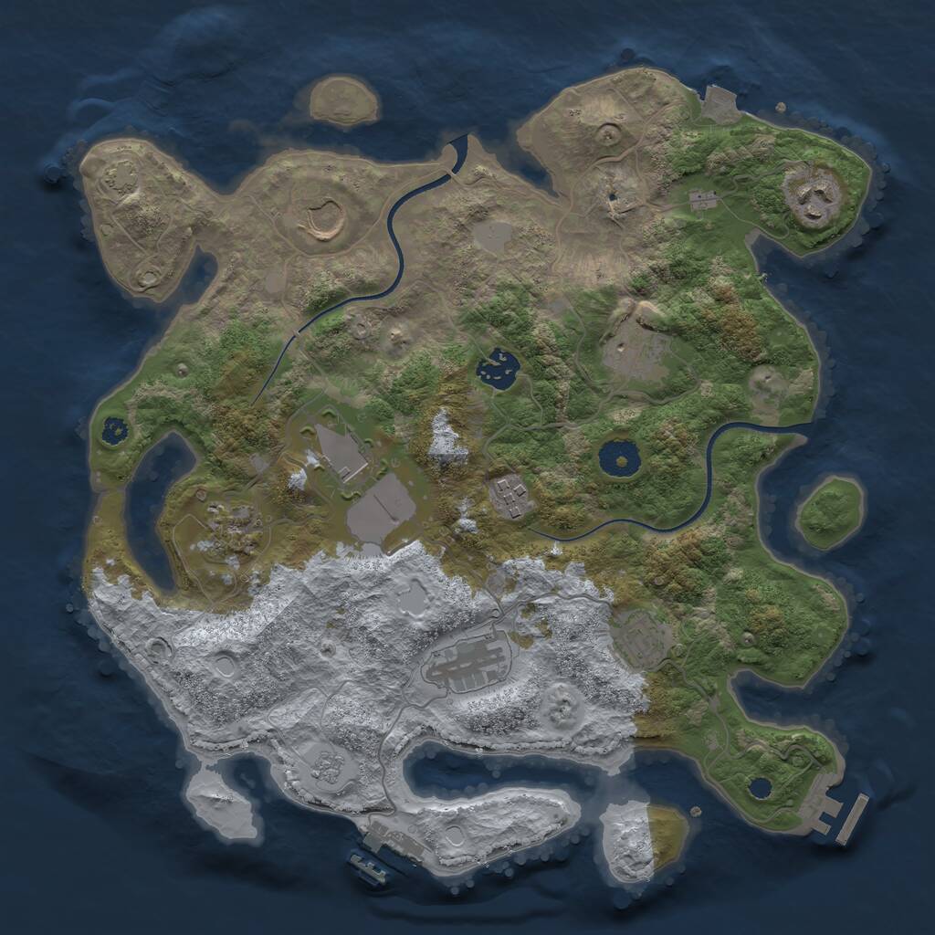 Rust Map: Procedural Map, Size: 3500, Seed: 200231756, 14 Monuments