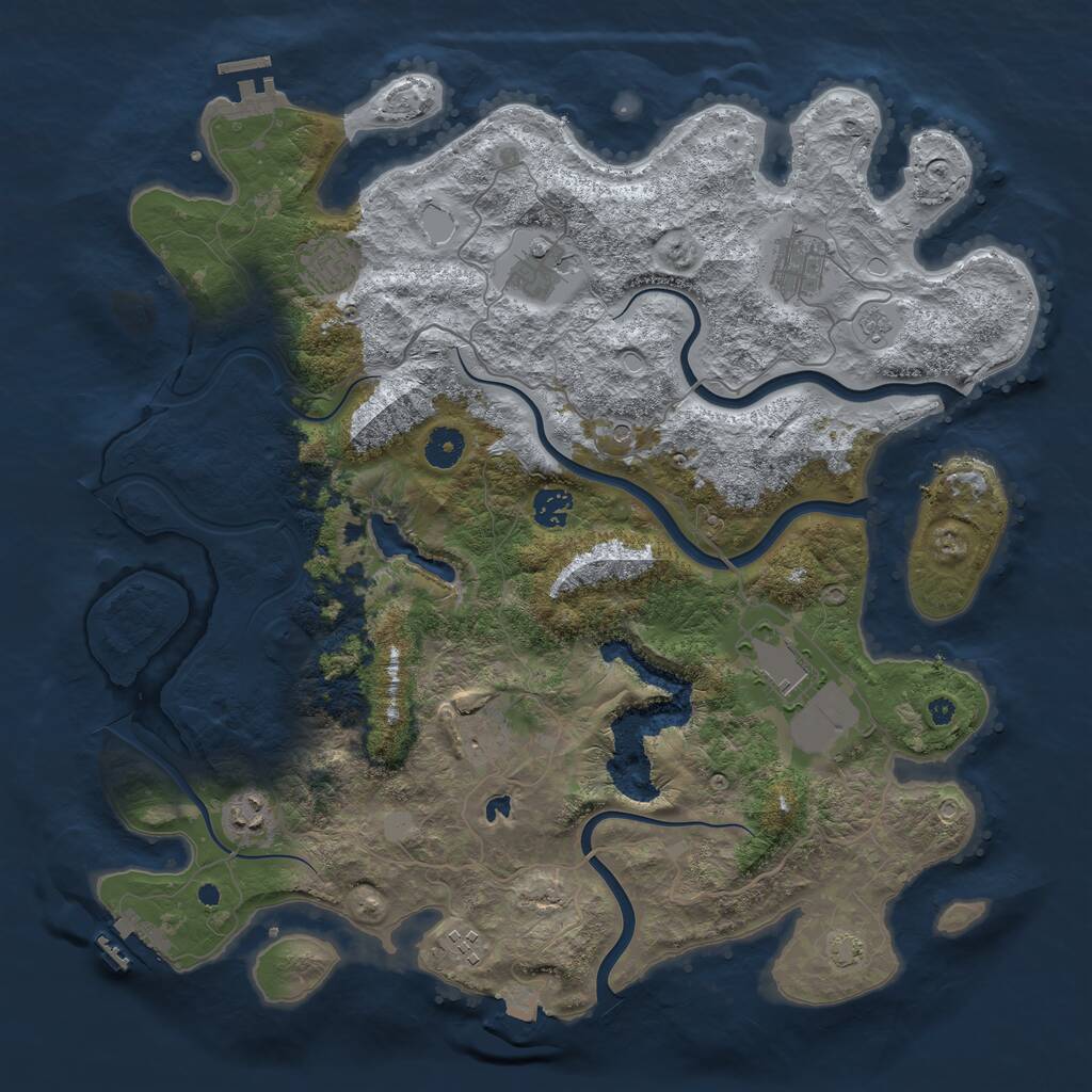 Rust Map: Procedural Map, Size: 4100, Seed: 13825, 14 Monuments