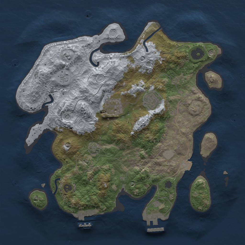 Rust Map: Procedural Map, Size: 3000, Seed: 85115, 10 Monuments