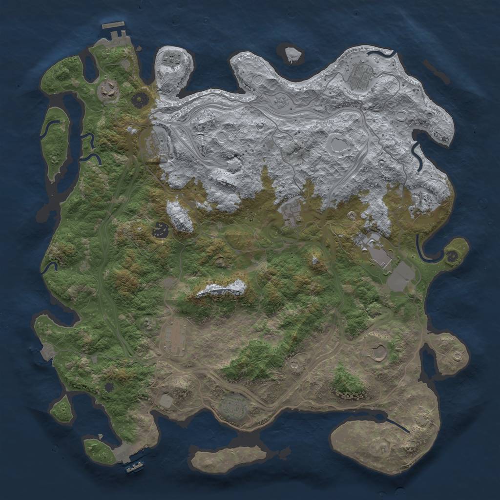 Rust Map: Procedural Map, Size: 4500, Seed: 40724, 19 Monuments