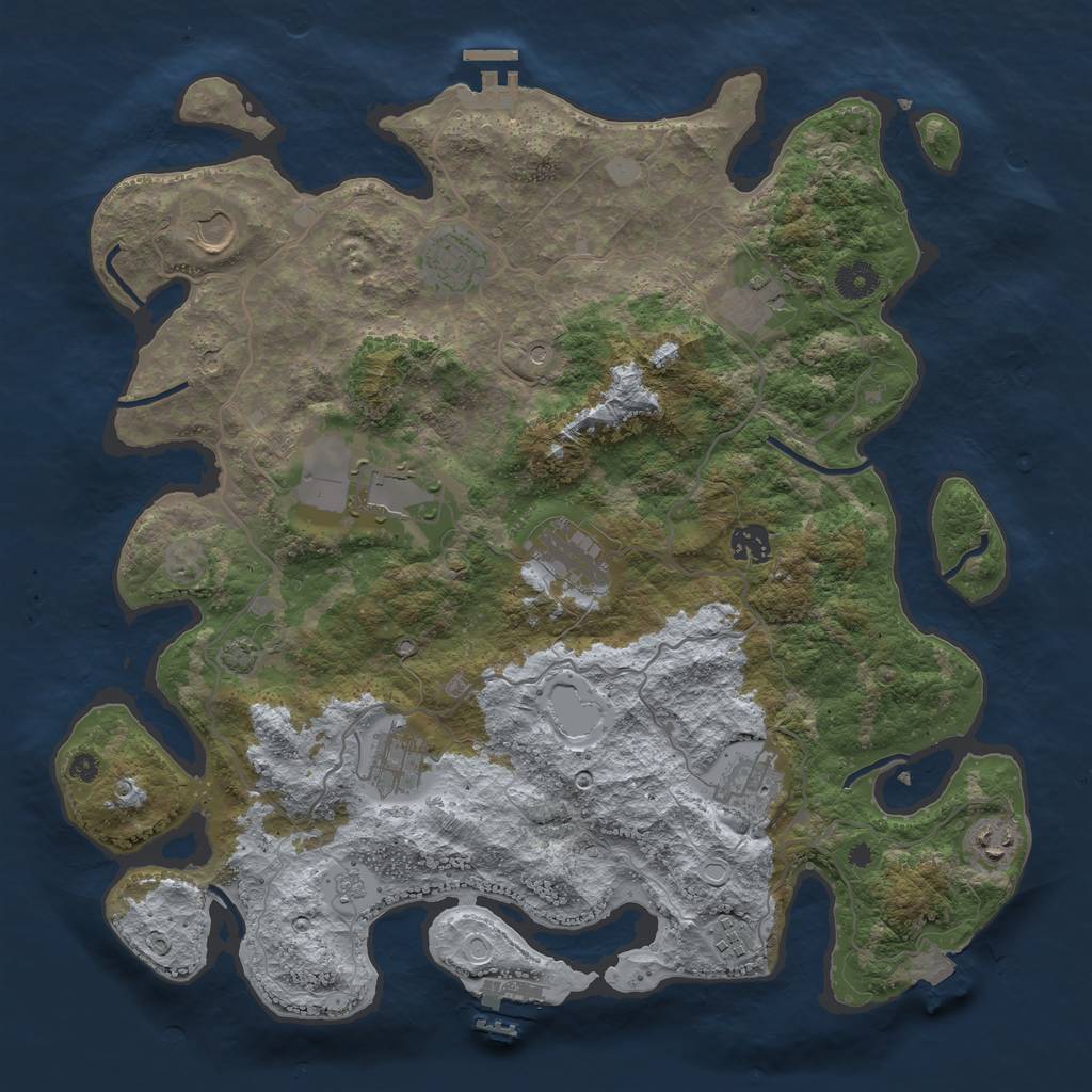 Rust Map: Procedural Map, Size: 4000, Seed: 1463207552, 18 Monuments