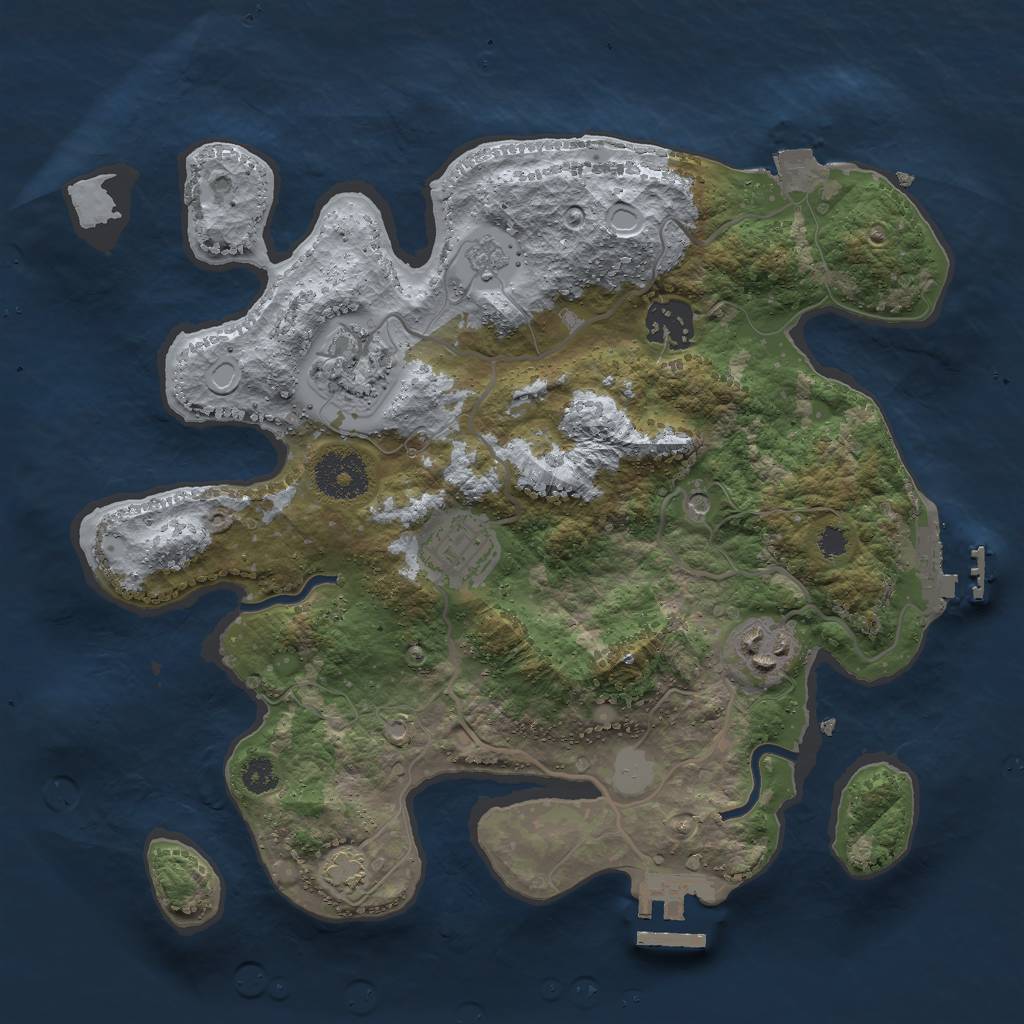 Rust Map: Procedural Map, Size: 3000, Seed: 120457868, 12 Monuments