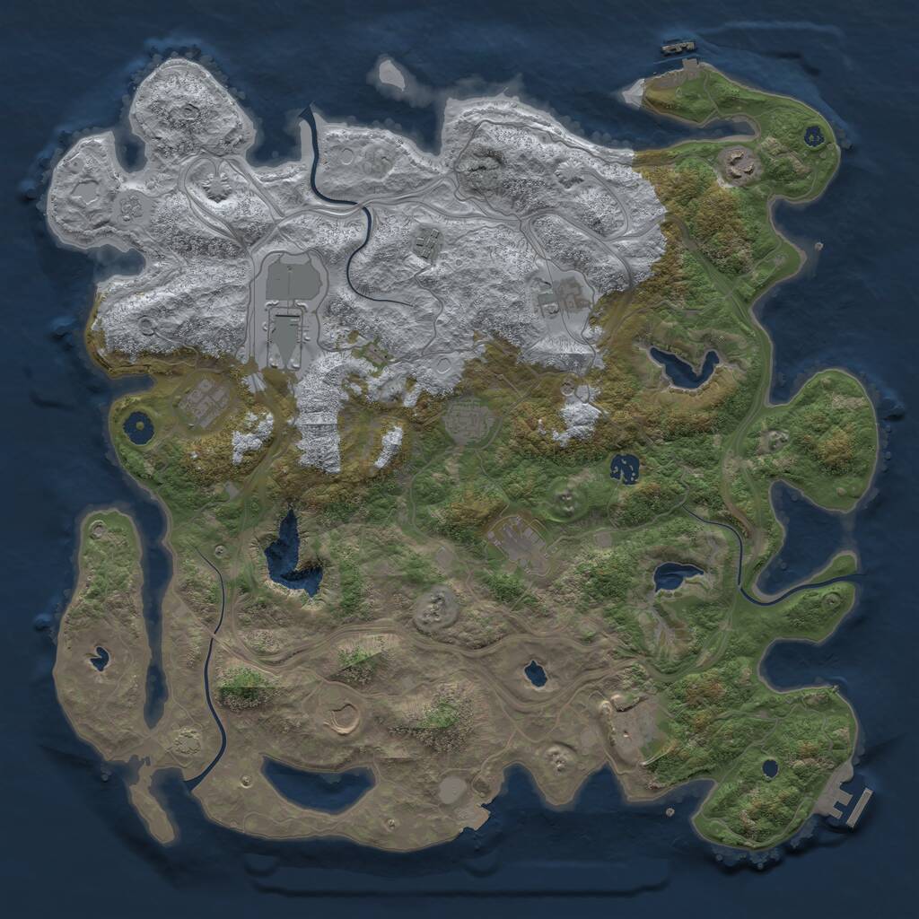 Rust Map: Procedural Map, Size: 4500, Seed: 245698, 16 Monuments