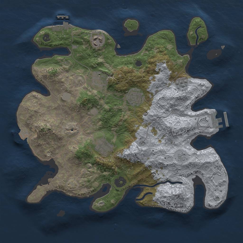 Rust Map: Procedural Map, Size: 3250, Seed: 1364262039, 13 Monuments