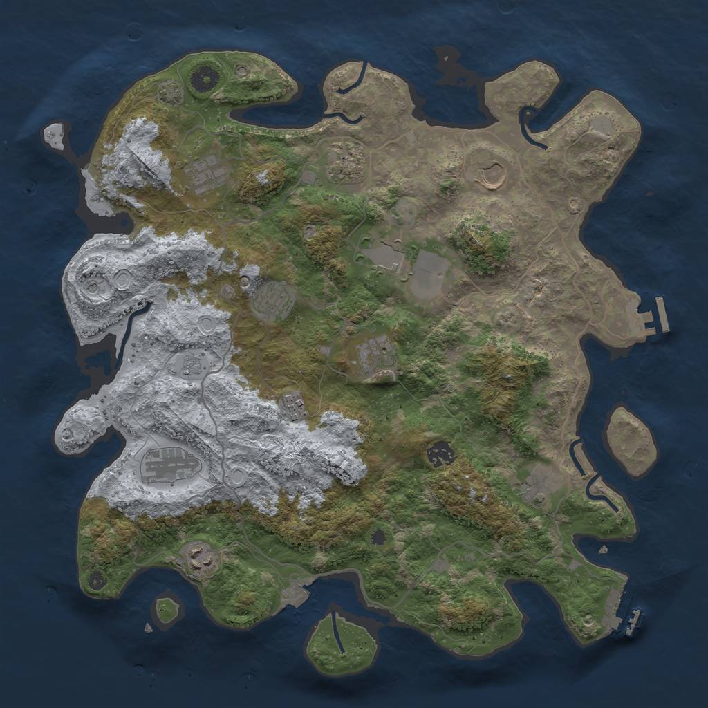 Rust Map: Procedural Map, Size: 4000, Seed: 938821924, 19 Monuments