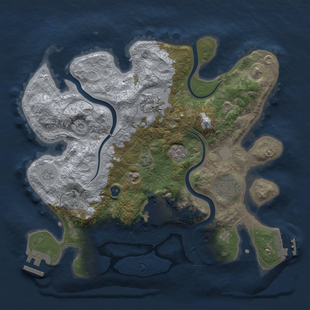 Rust Map: Procedural Map, Size: 3000, Seed: 28919355, 10 Monuments