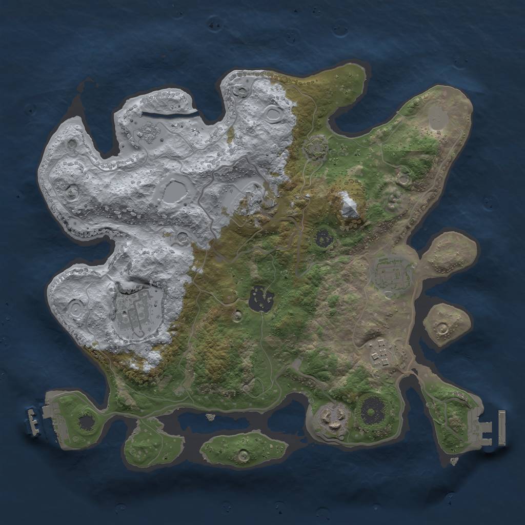 Rust Map: Procedural Map, Size: 3000, Seed: 28919355, 14 Monuments