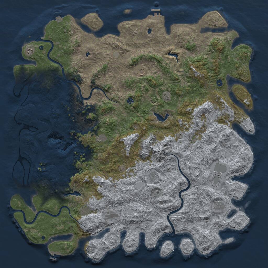 Rust Map: Procedural Map, Size: 6000, Seed: 2302, 17 Monuments