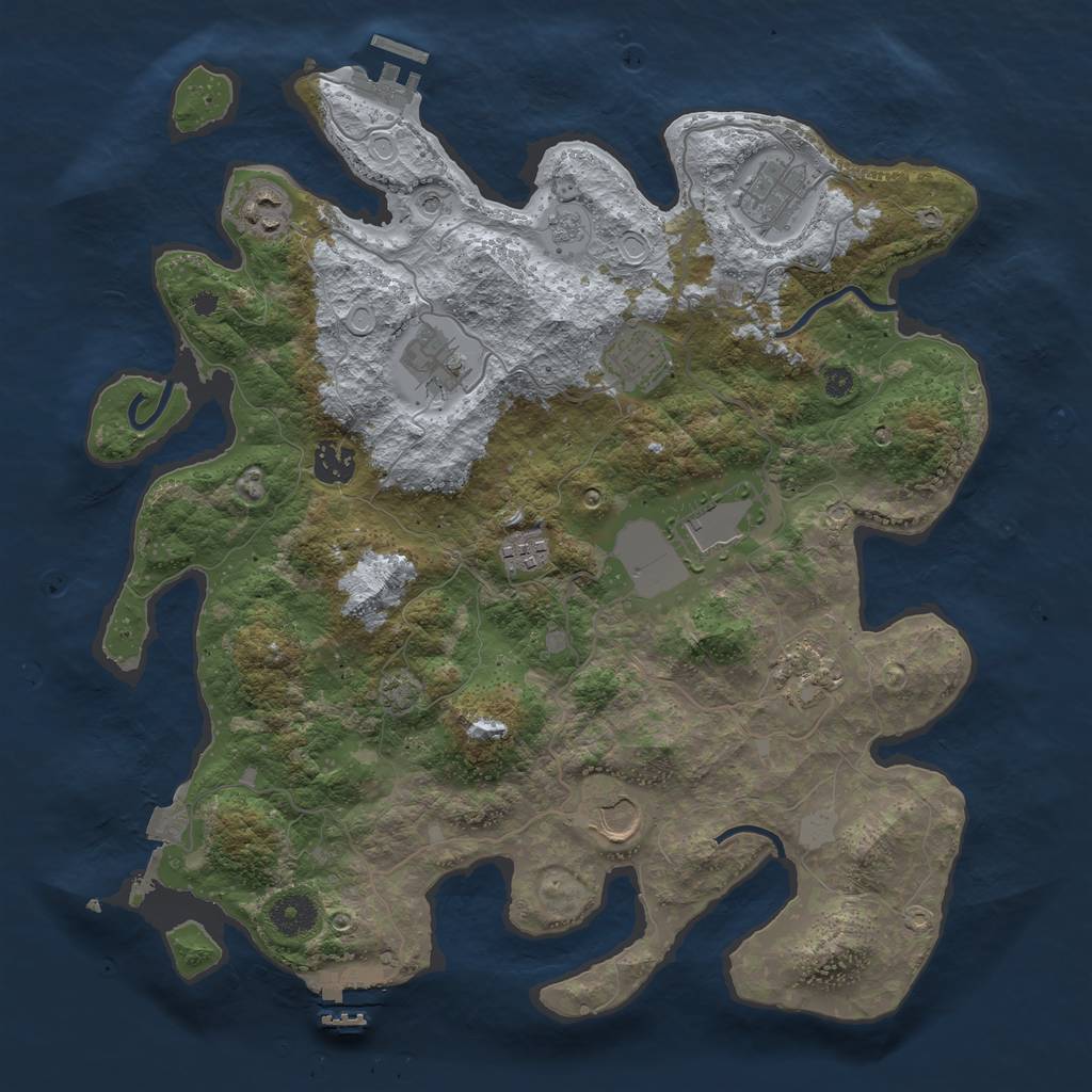 Rust Map: Procedural Map, Size: 3750, Seed: 2727651, 17 Monuments