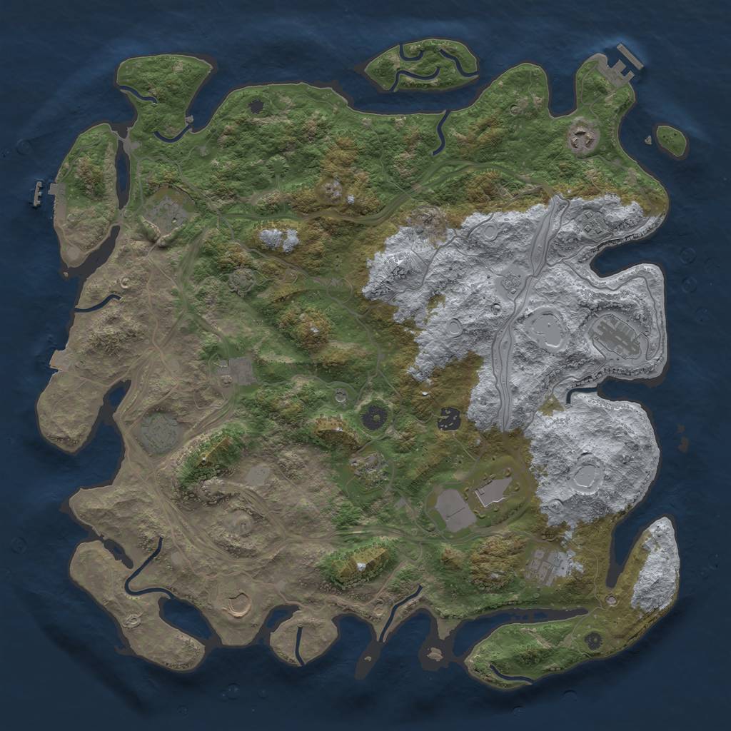 Rust Map: Procedural Map, Size: 4500, Seed: 58763014, 19 Monuments