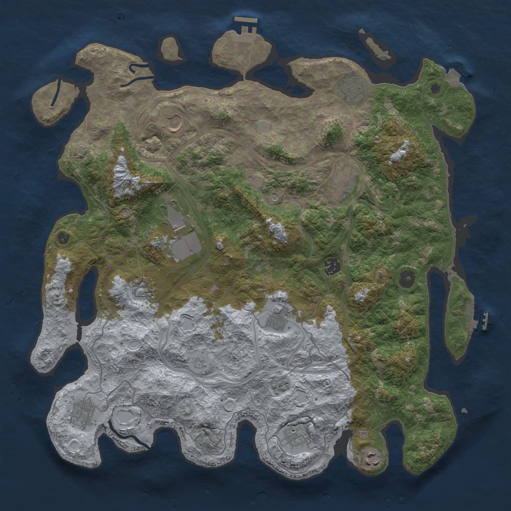 Rust Map: Procedural Map, Size: 4500, Seed: 1625337321, 19 Monuments