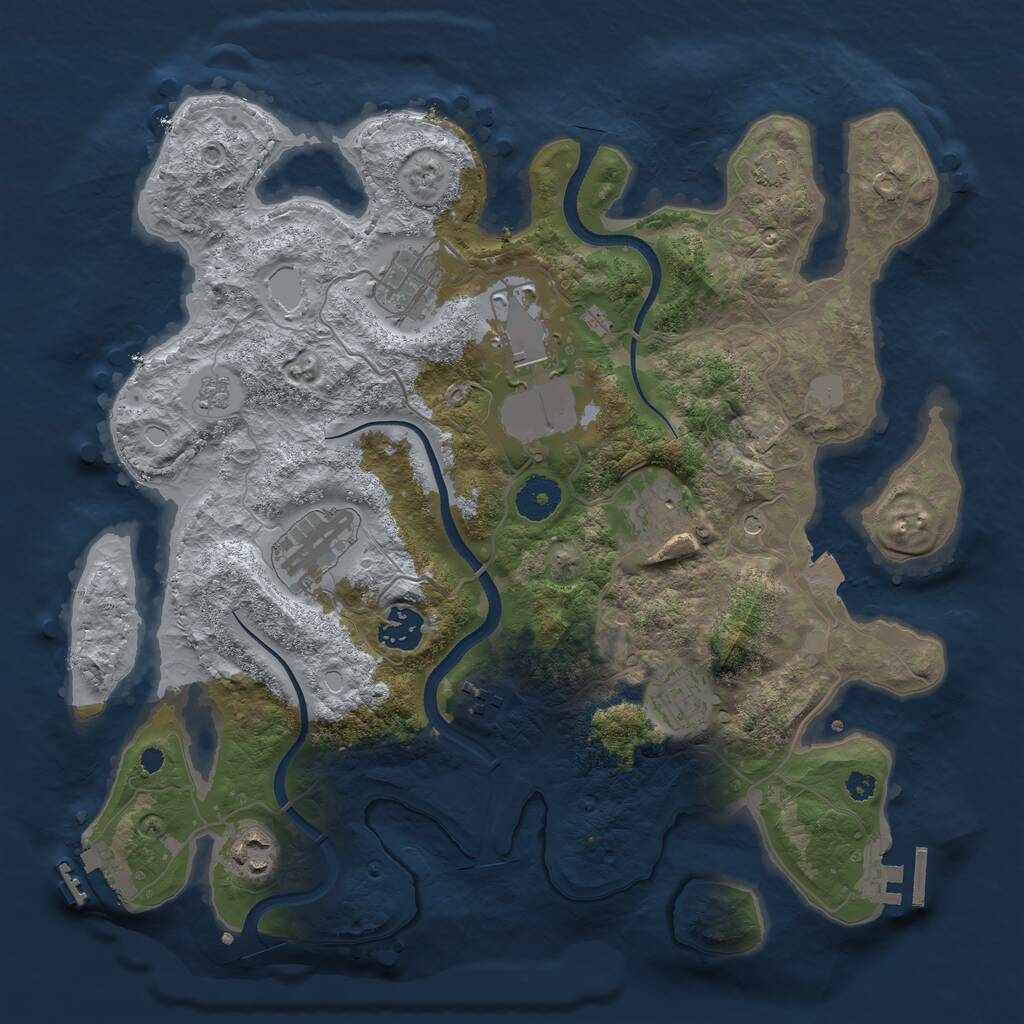 Rust Map: Procedural Map, Size: 3500, Seed: 2468081, 14 Monuments