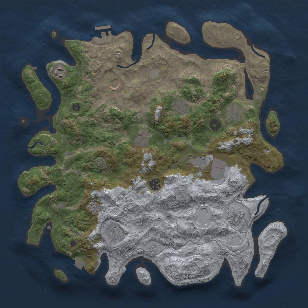 Rust Map: Procedural Map, Size: 4000, Seed: 77268, 17 Monuments