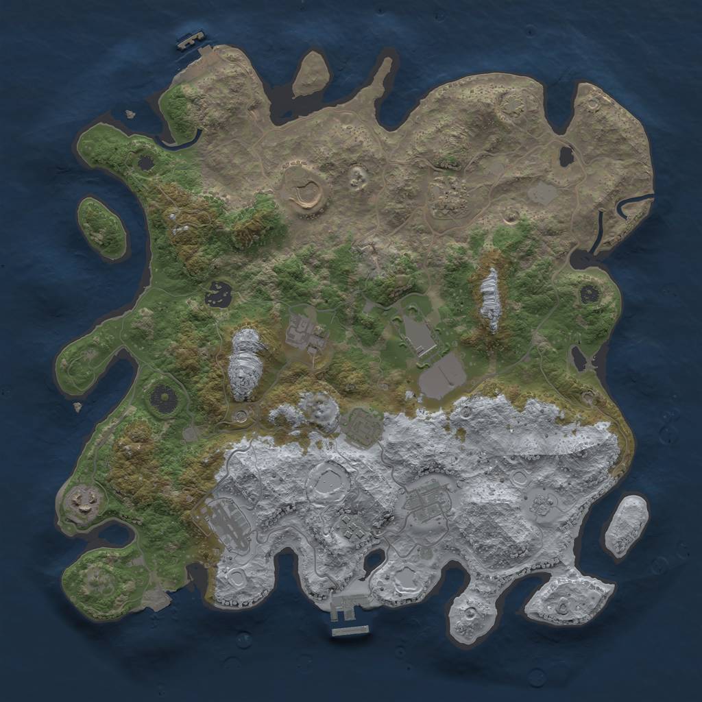 Rust Map: Procedural Map, Size: 3850, Seed: 1289369, 18 Monuments