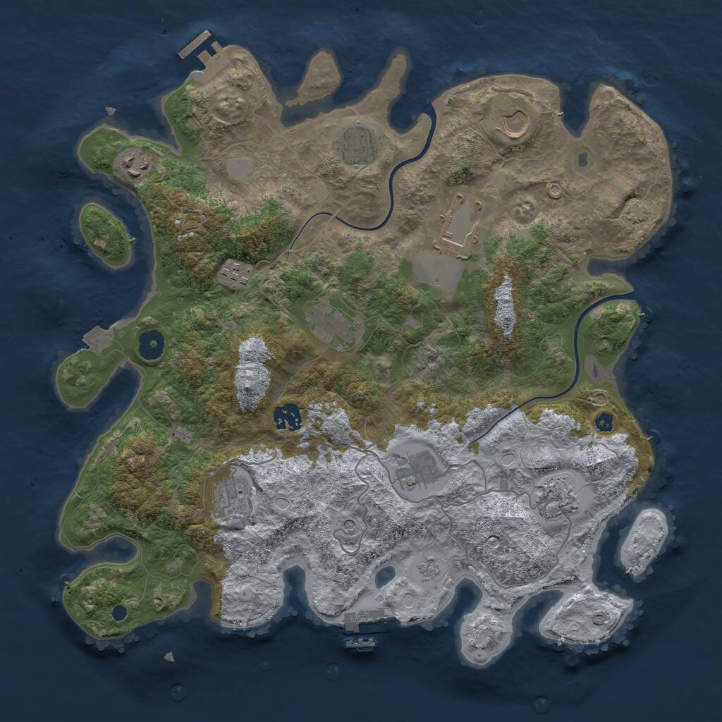 Rust Map: Procedural Map, Size: 3850, Seed: 1289369, 16 Monuments