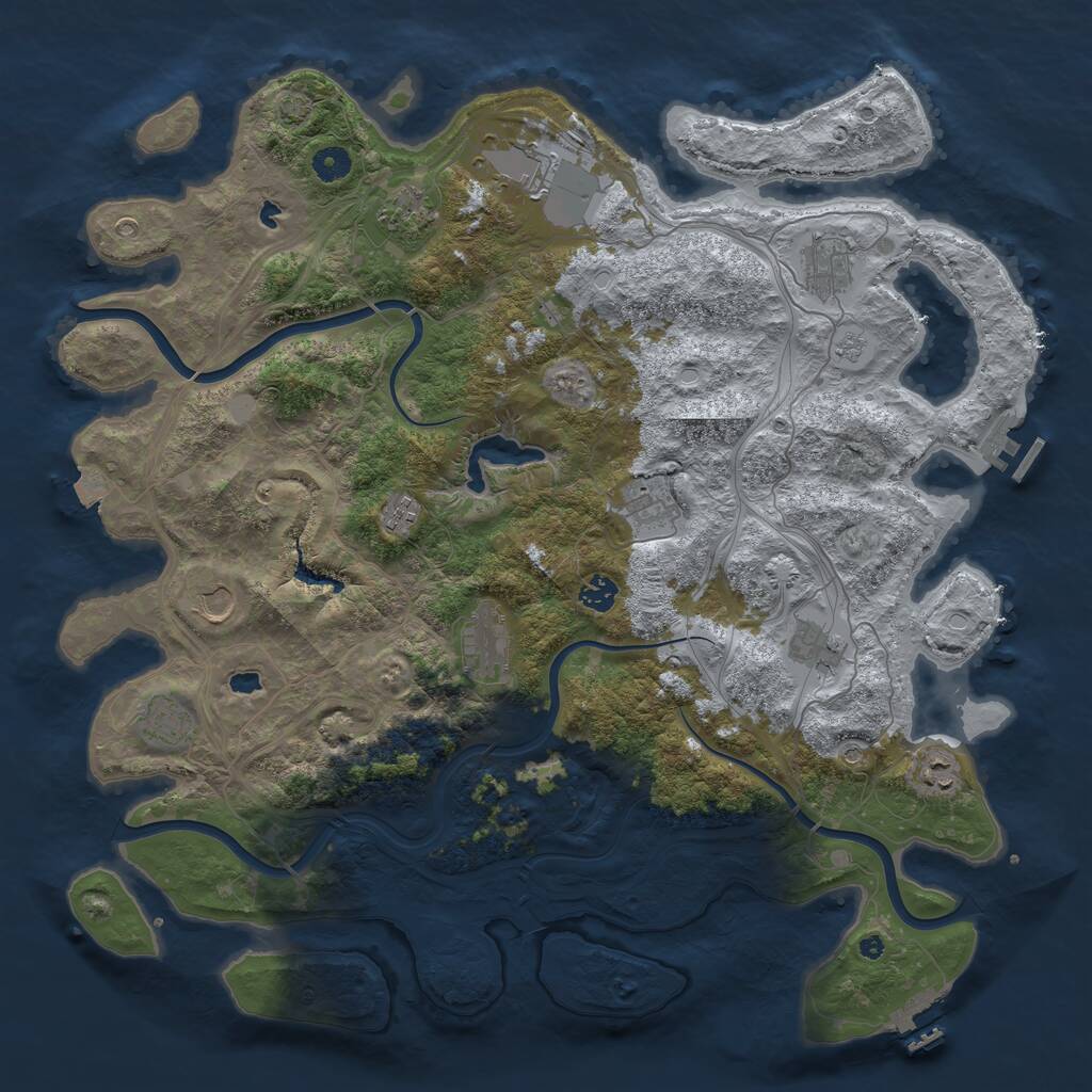 Rust Map: Procedural Map, Size: 4500, Seed: 1294030528, 17 Monuments