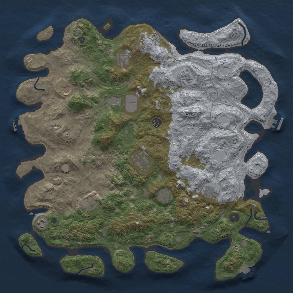 Rust Map: Procedural Map, Size: 4500, Seed: 1294030528, 19 Monuments